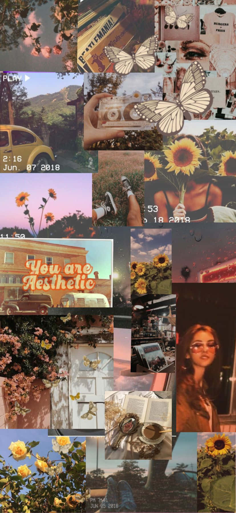 Admire The Beauty Of Vintage Collage Artwork Wallpaper