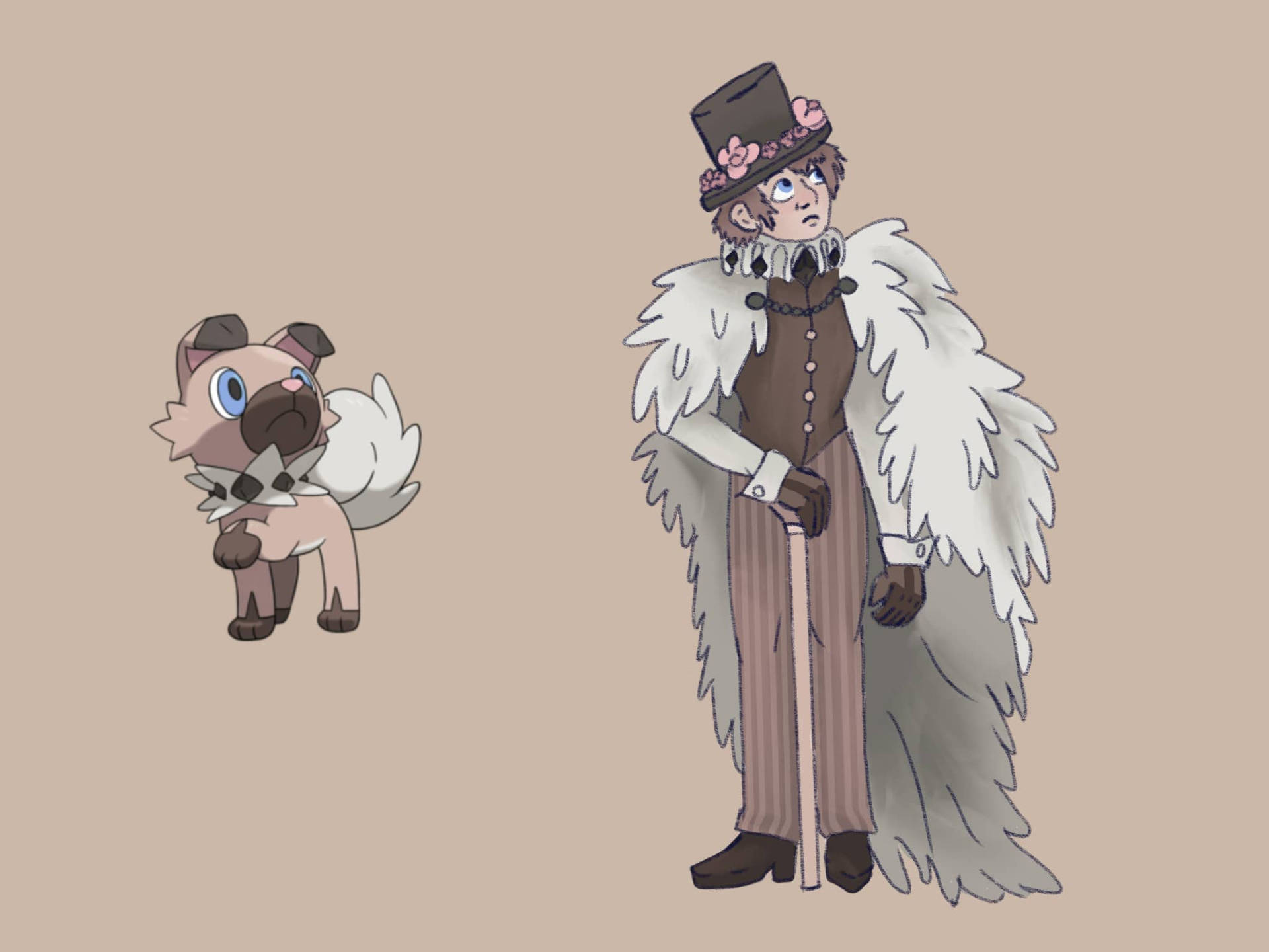 Adorable Rockruff In Human Form: Pokemon Fan Art Wallpaper