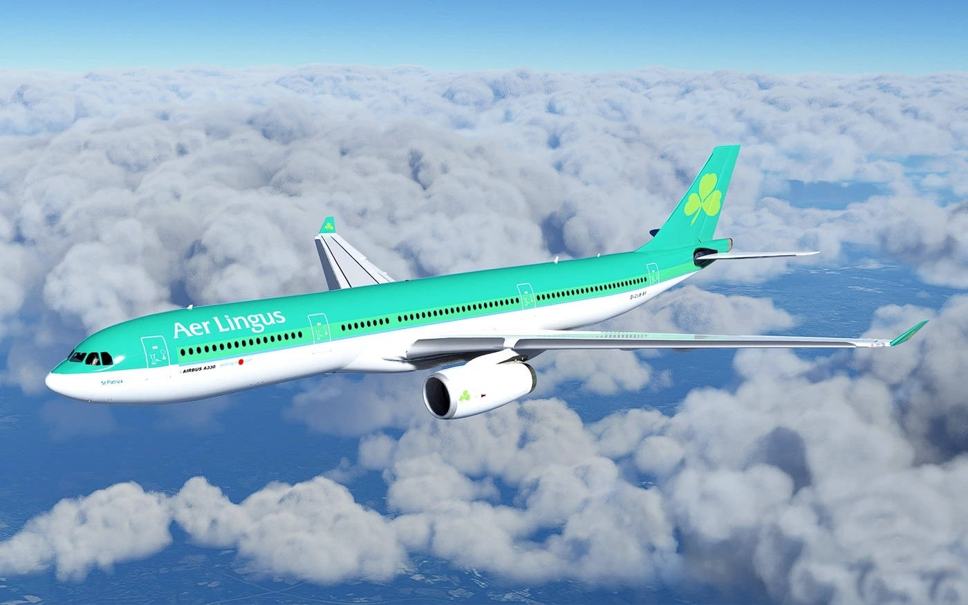 Aer Lingus Plane Soaring Above Clouds Wallpaper