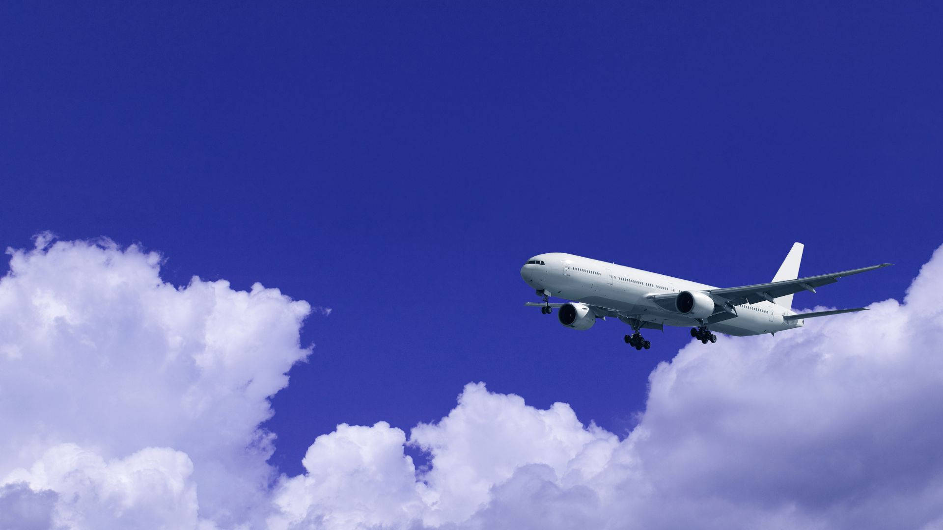 Aeroplane Blue Sky Thick Clouds Wallpaper