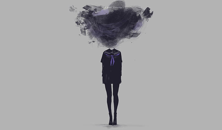 Aesthetic Anime Emo Girl Smoke Head Wallpaper