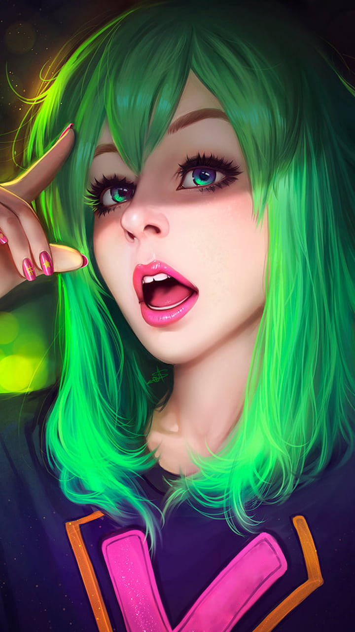 Aesthetic Anime Girl Green Hair Wallpaper