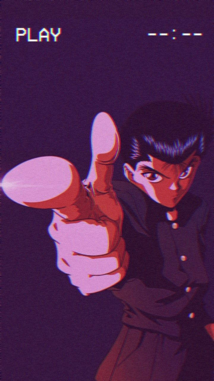 Aesthetic Anime Yusuke Urameshi Pointing Phone Wallpaper