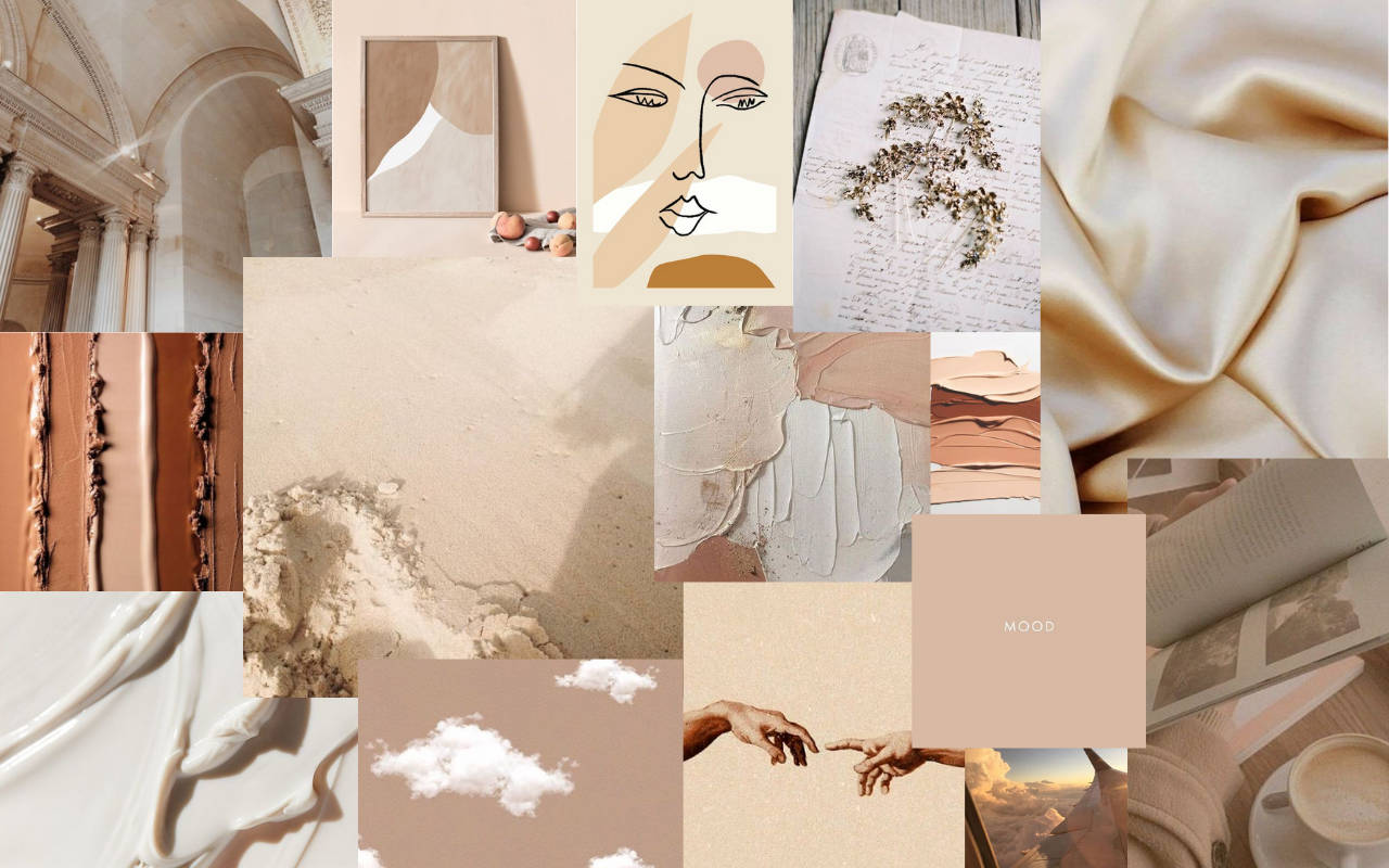 Aesthetic Beige Background Collage Wallpaper