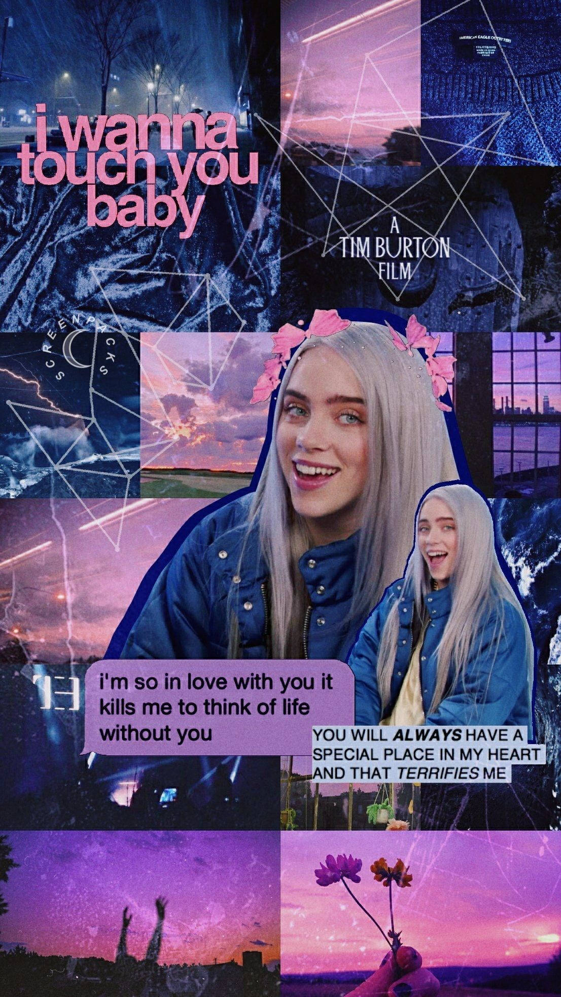 Aesthetic Billie Eilish Purple Aesthetic Collage Wallpaper