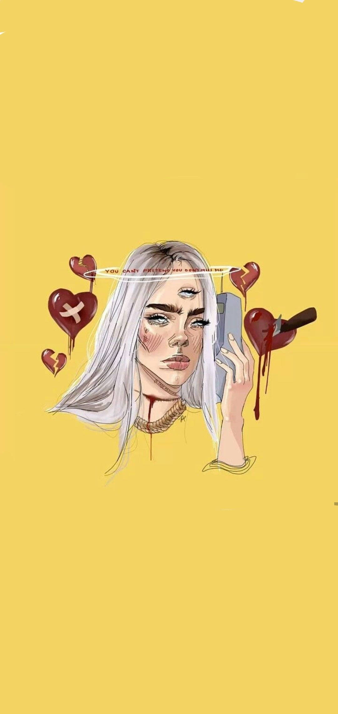 Aesthetic Billie Eilish Yellow Aesthetic Drawing Wallpaper