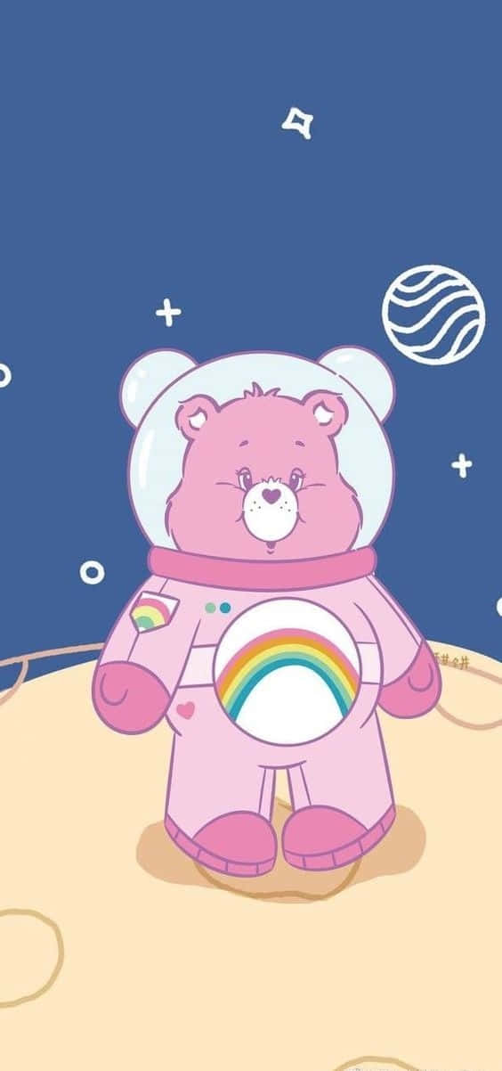 Aesthetic Care Bear Cheer Bear Astronaut Wallpaper