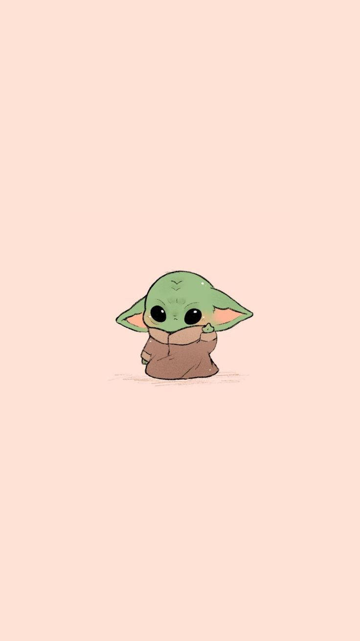 Aesthetic Cartoon Chibi Baby Yoda Wallpaper