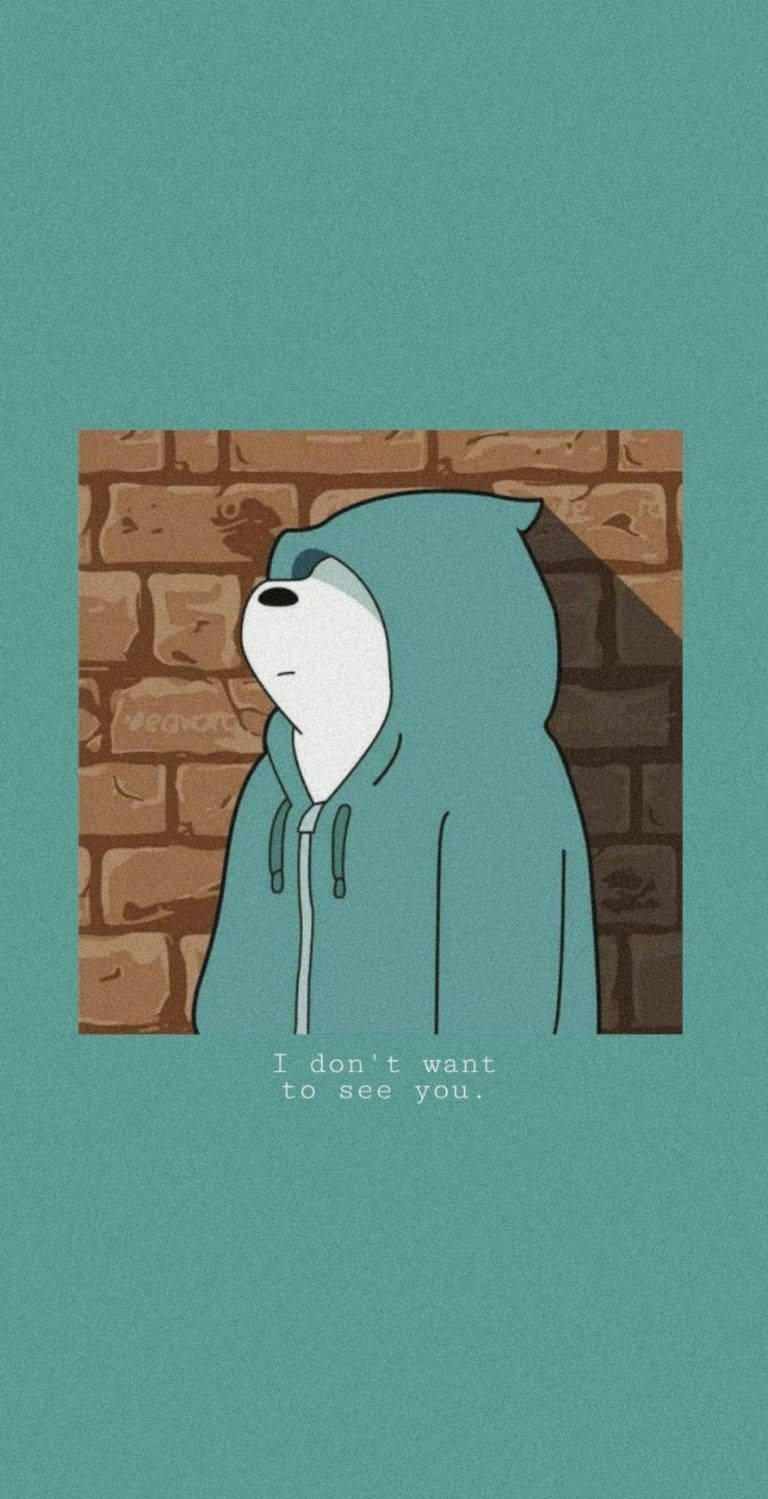 Aesthetic Cartoon Ice Bear With Hoodie Wallpaper