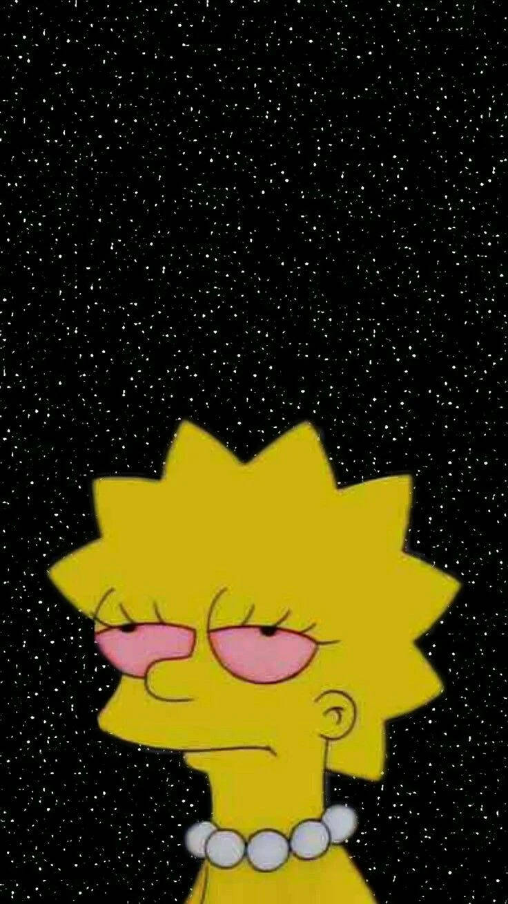 Aesthetic Cartoon Tired Lisa Simpson Wallpaper