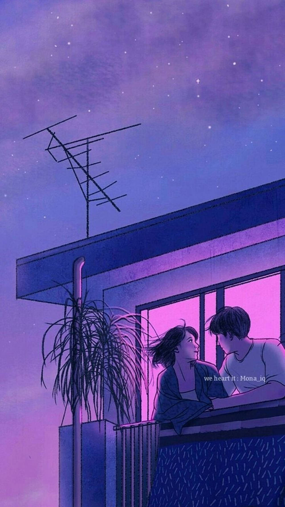 Aesthetic Couple Anime Scene Wallpaper