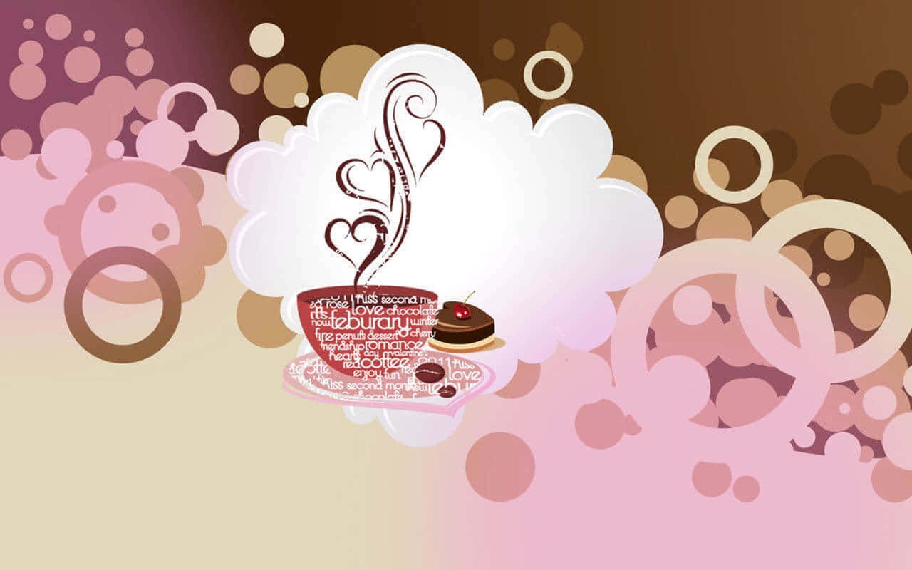 Aesthetic Cute Valentines Coffee Vector Artwork Wallpaper