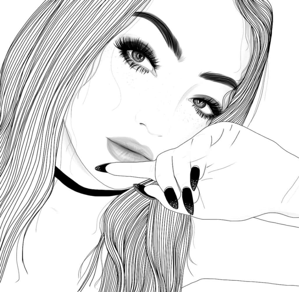 Aesthetic Girl Drawing 1026 X 1004 Wallpaper