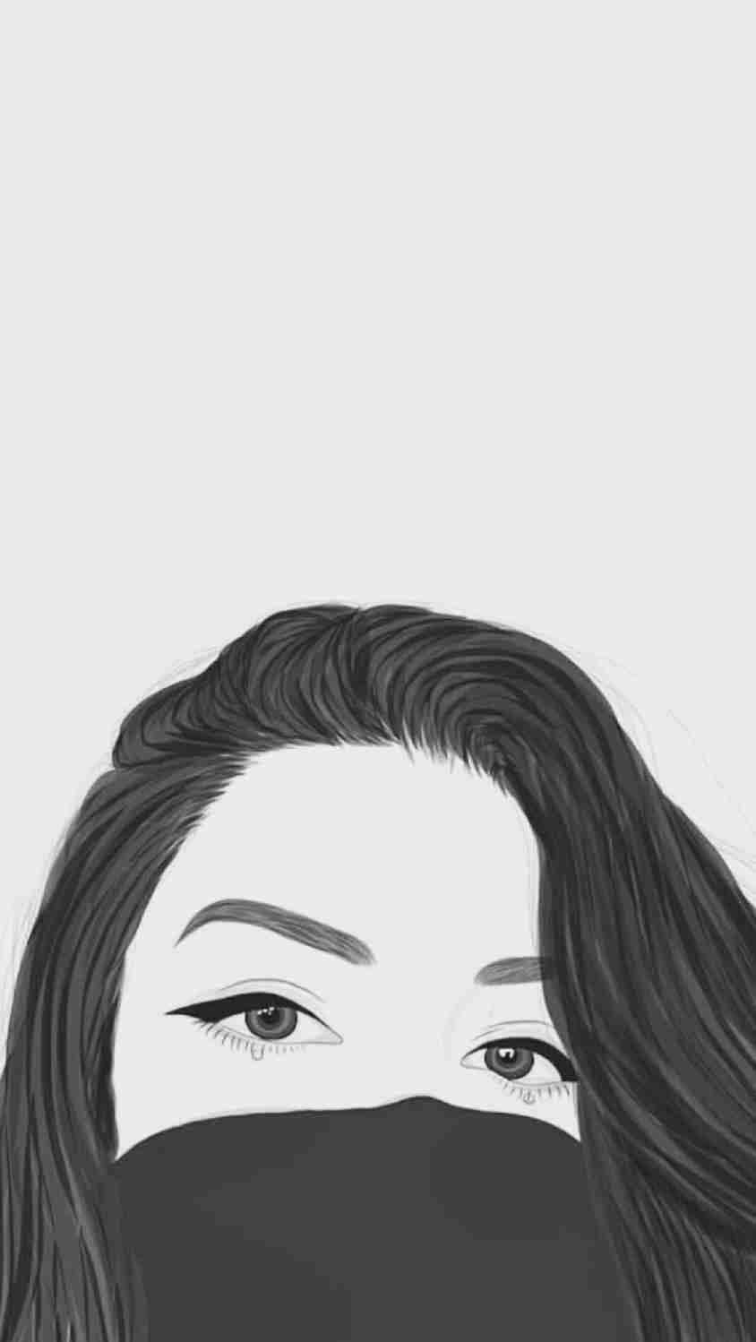 Aesthetic Girl Portrait Using Simple Line Art Wallpaper