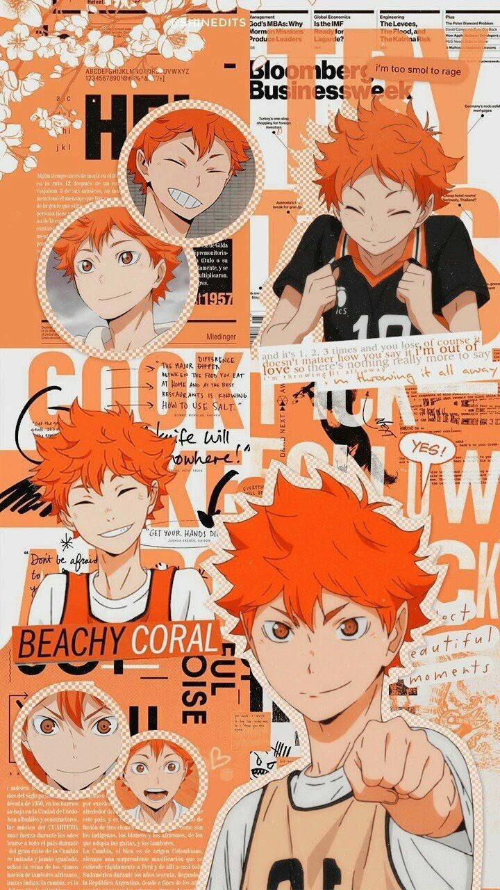 Aesthetic Hinata From Haikyuu Scrapbook Collage Wallpaper