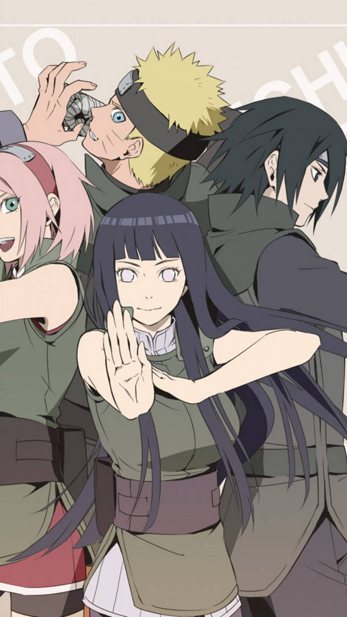 Aesthetic Hinata With Members Of Team 7 Wallpaper