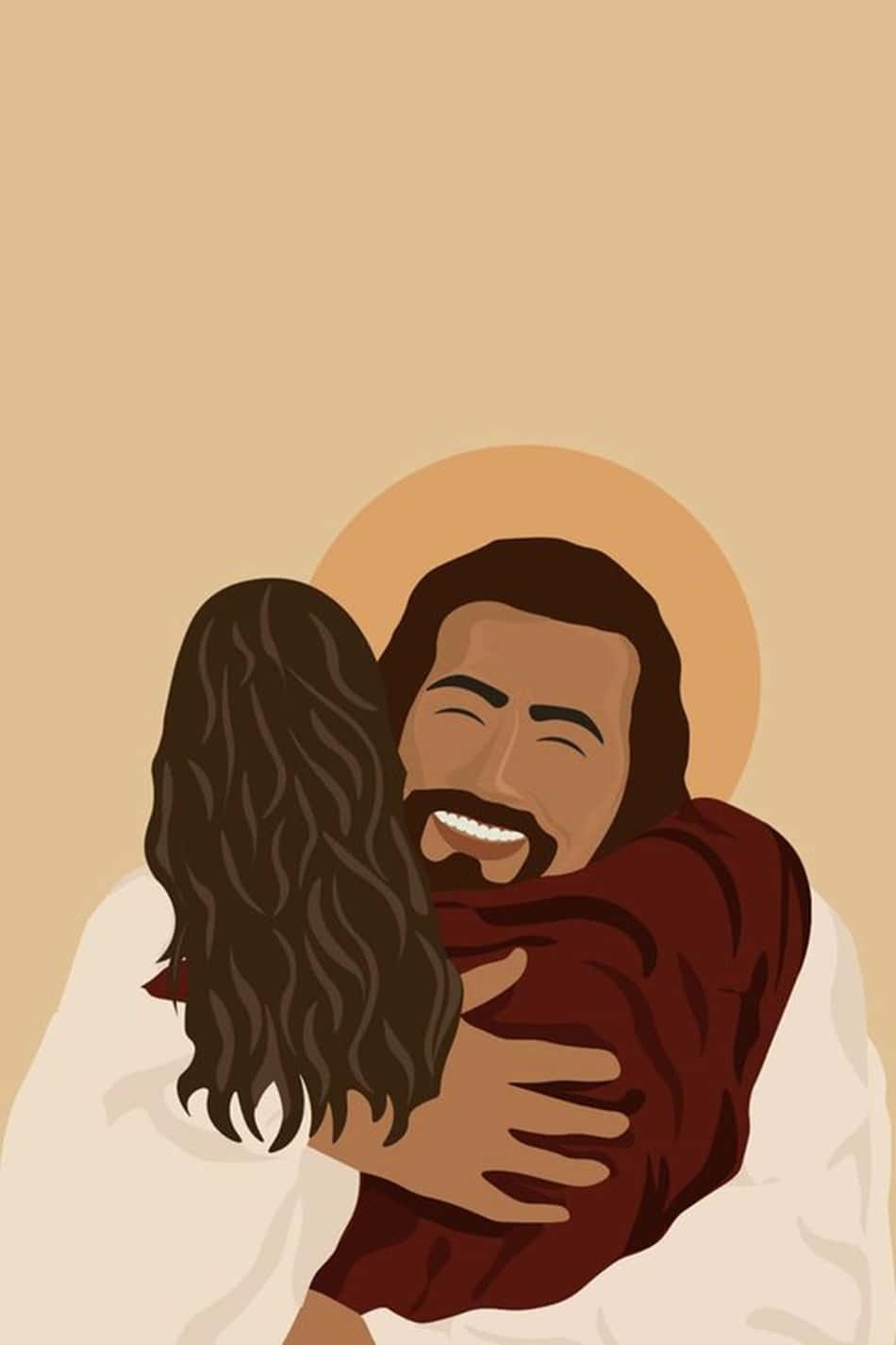 Aesthetic Jesus Hugging Follower Wallpaper