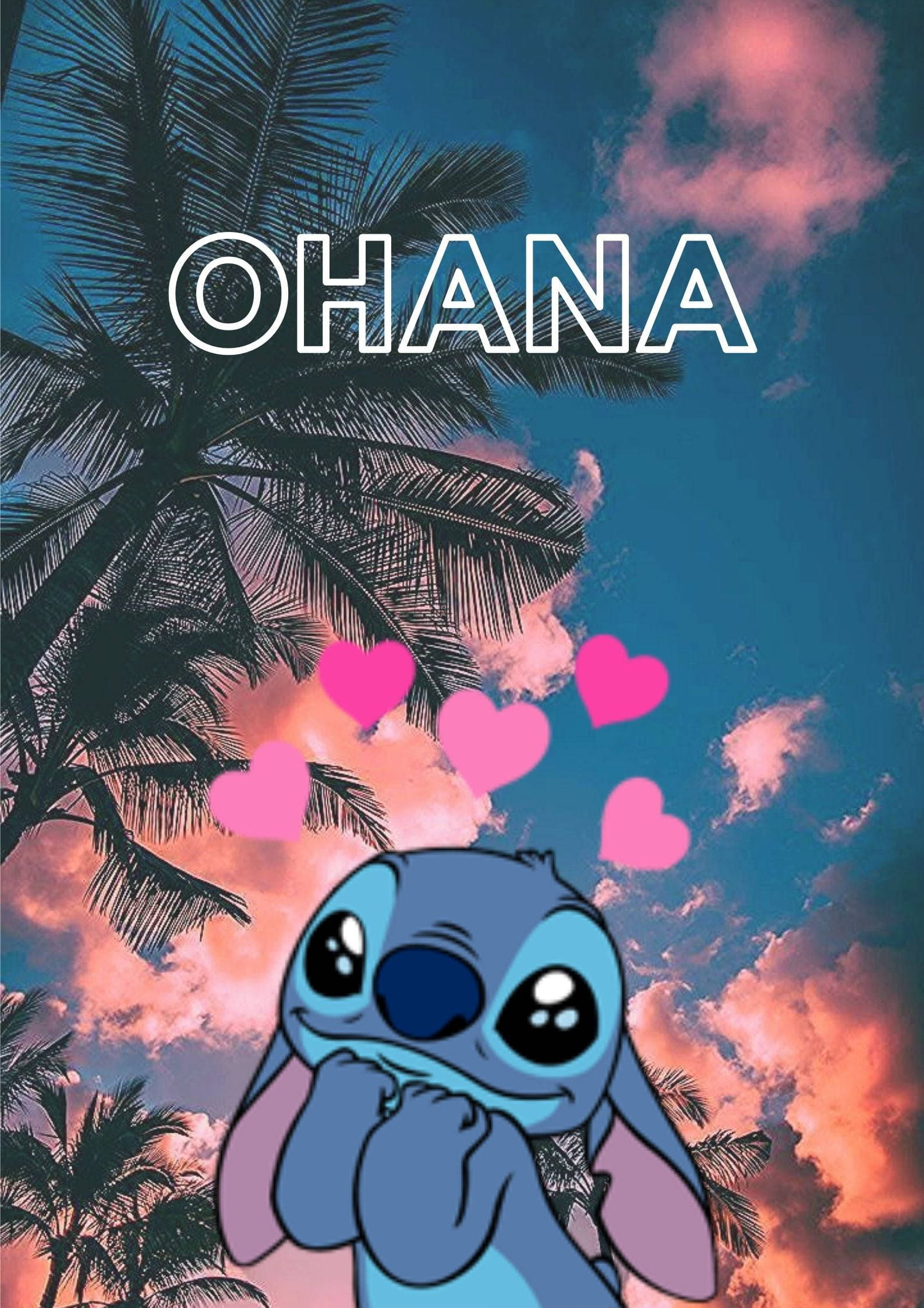 Aesthetic Lilo And Stitch Ohana Wallpaper