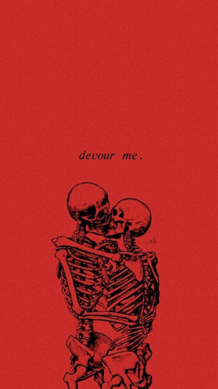 Aesthetic Love Two Skeletons Wallpaper