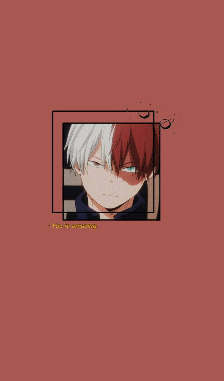 Aesthetic My Hero Academia Todoroki Crimson Red Background Wallpaper