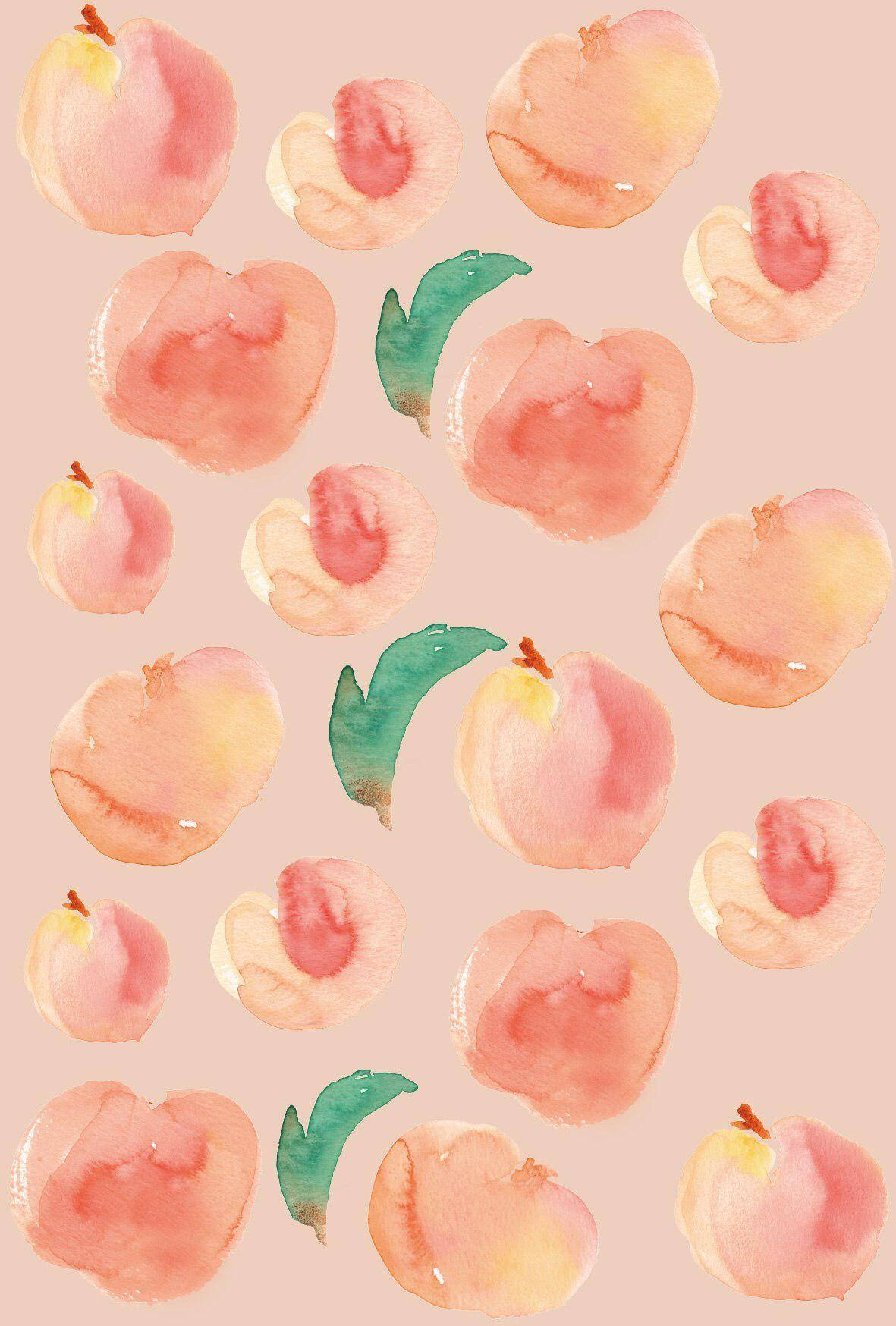 Aesthetic Peach Pink Fruits Wallpaper