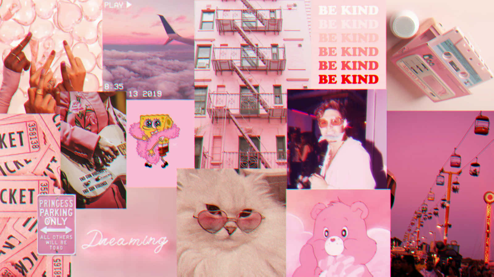 Aesthetic Pink Collage Of Retro Guy Wallpaper