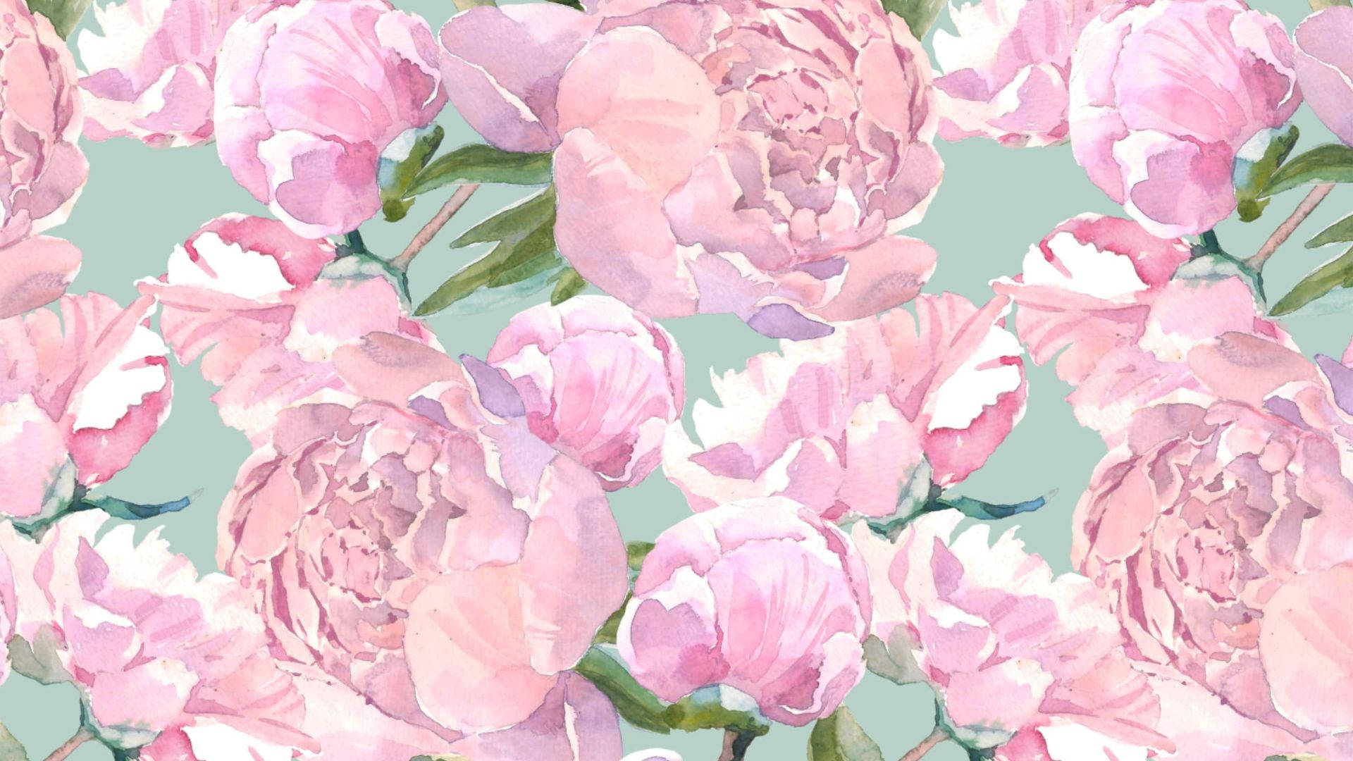 Aesthetic Pink Flowers With Leaves Wallpaper