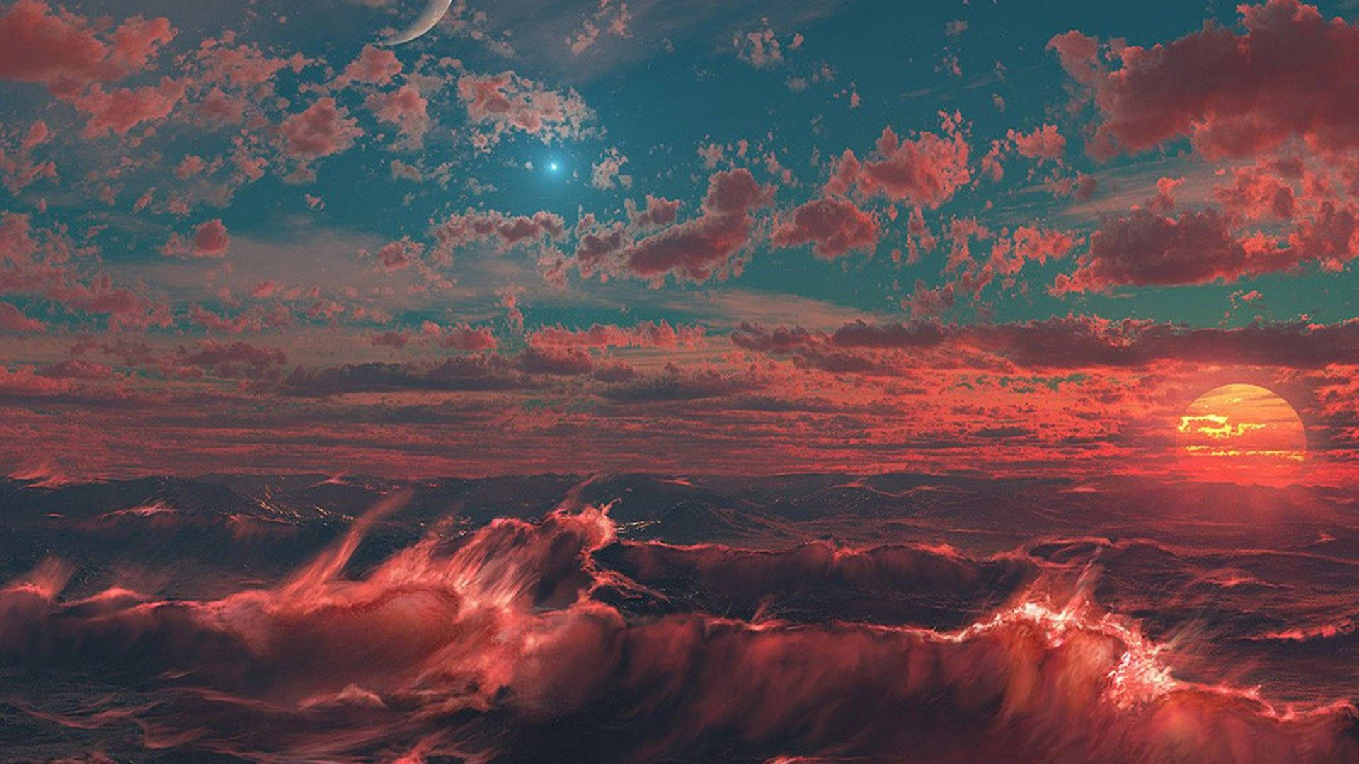 Aesthetic Red Cloud Wallpaper