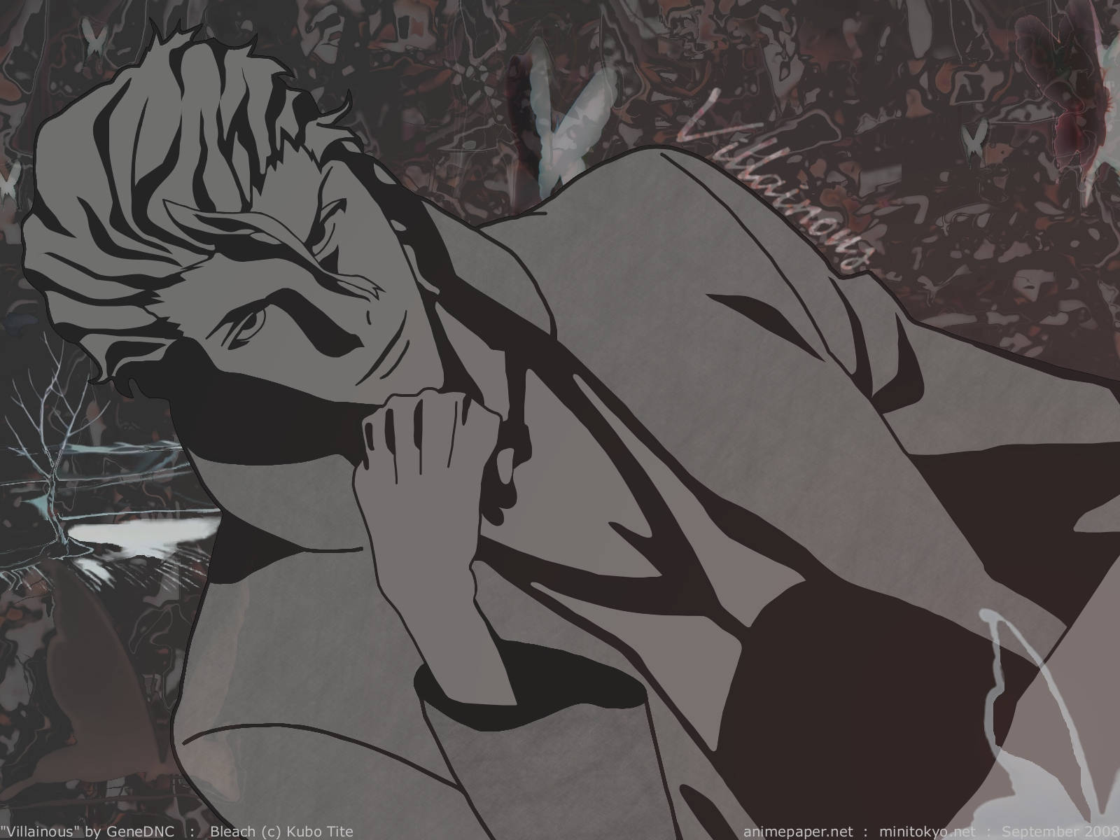 Aizen Monochrome Wallpaper