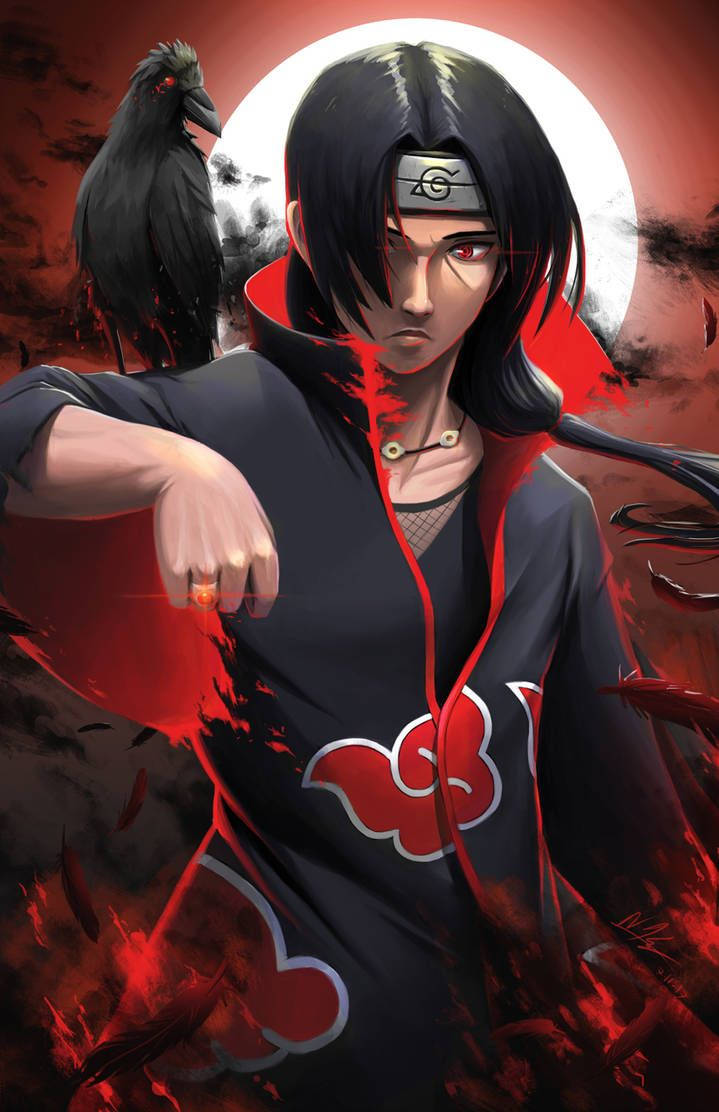 Akatsuki Itachi With Crow Wallpaper