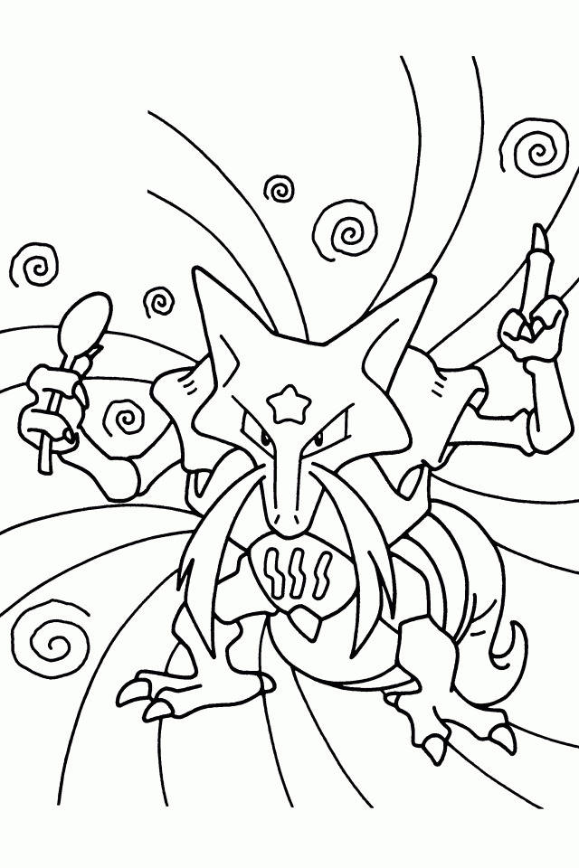 Alakazam Kadabra Line Drawing Wallpaper