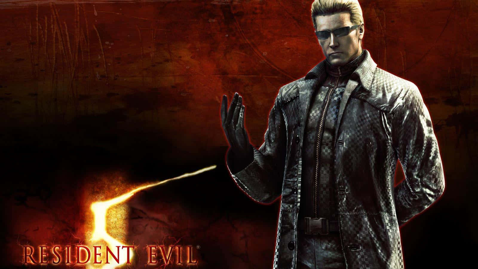 Albert Wesker Posing In Dark Background Wallpaper