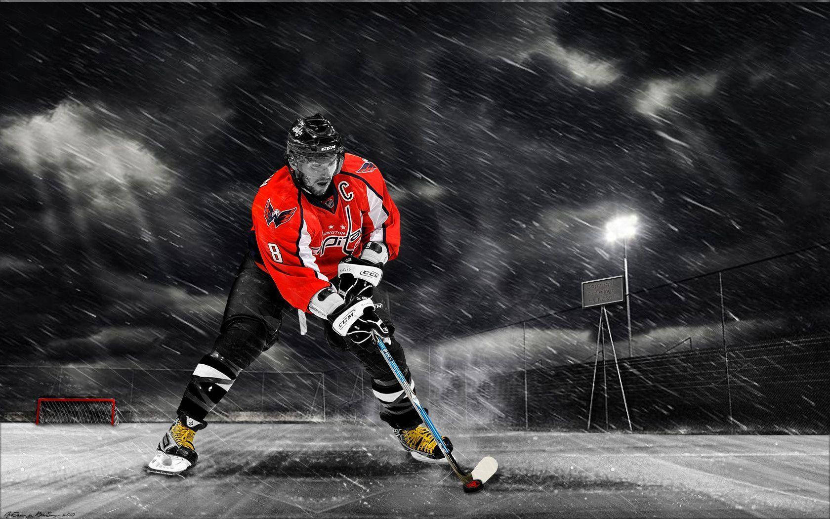 Alex Ovechkin Washington Capitals Stormy Night Fan Art Wallpaper