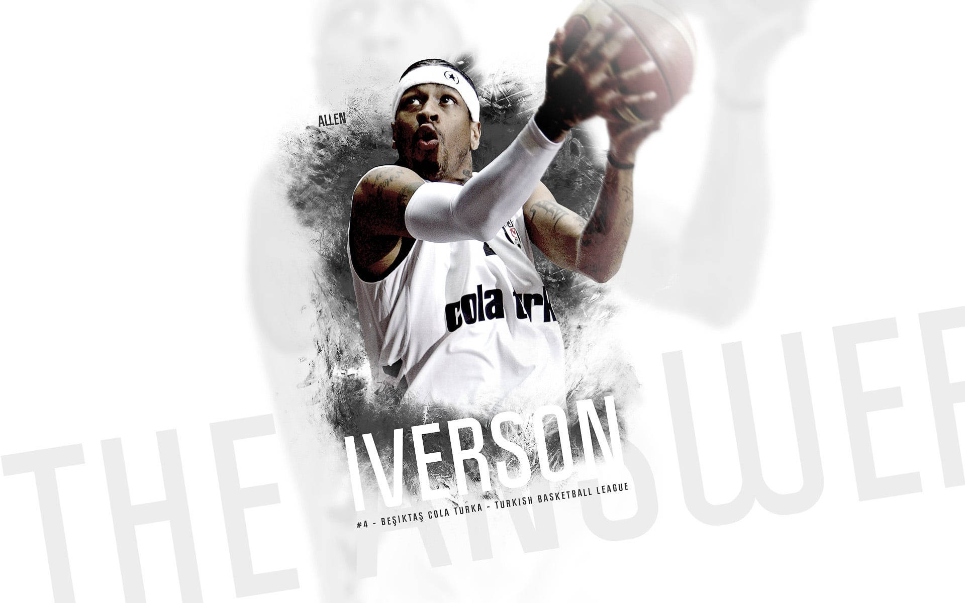 Allen Iverson In White Graphic Backdrop Wallpaper