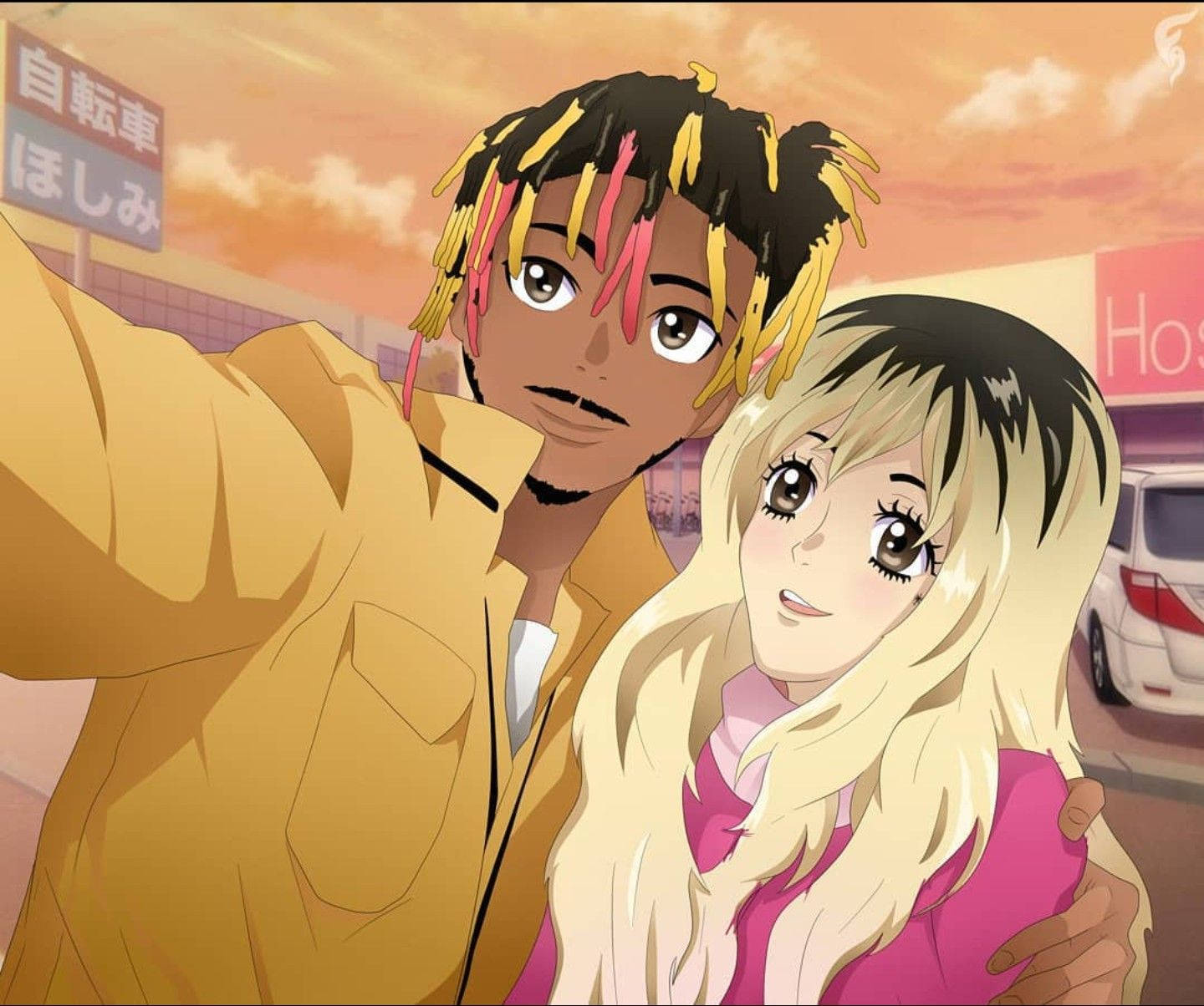 Ally And Juice Wrld Anime Selfie Wallpaper