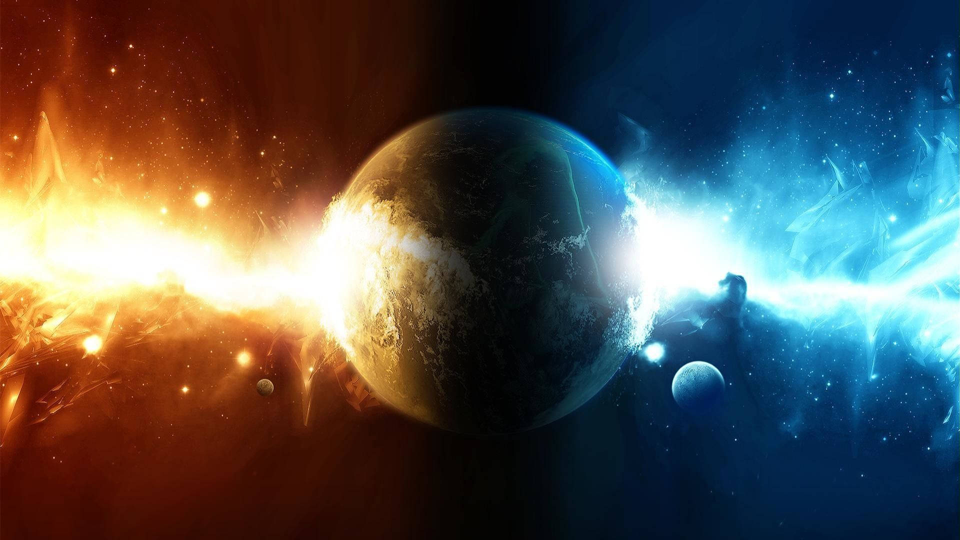 Amazing Water And Fire Planet Wallpaper