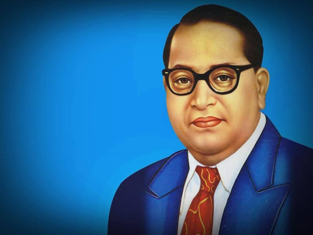 Ambedkar In Blue Background Wallpaper