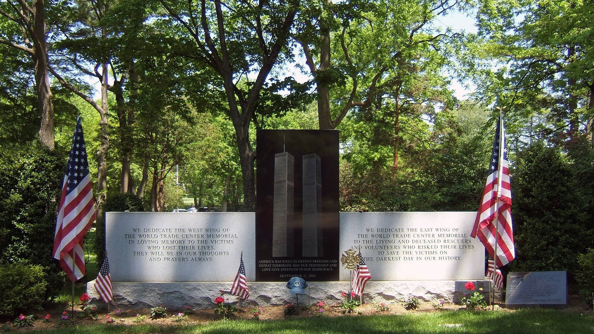 American Flags At 911 Memorial Wallpaper