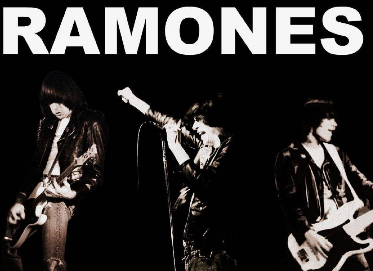 American Rock Group Ramones Black And White Illustration Wallpaper