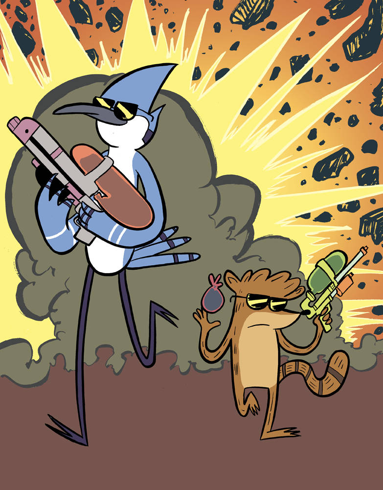 American Sitcom Characters Mordecai And Rigby Wallpaper