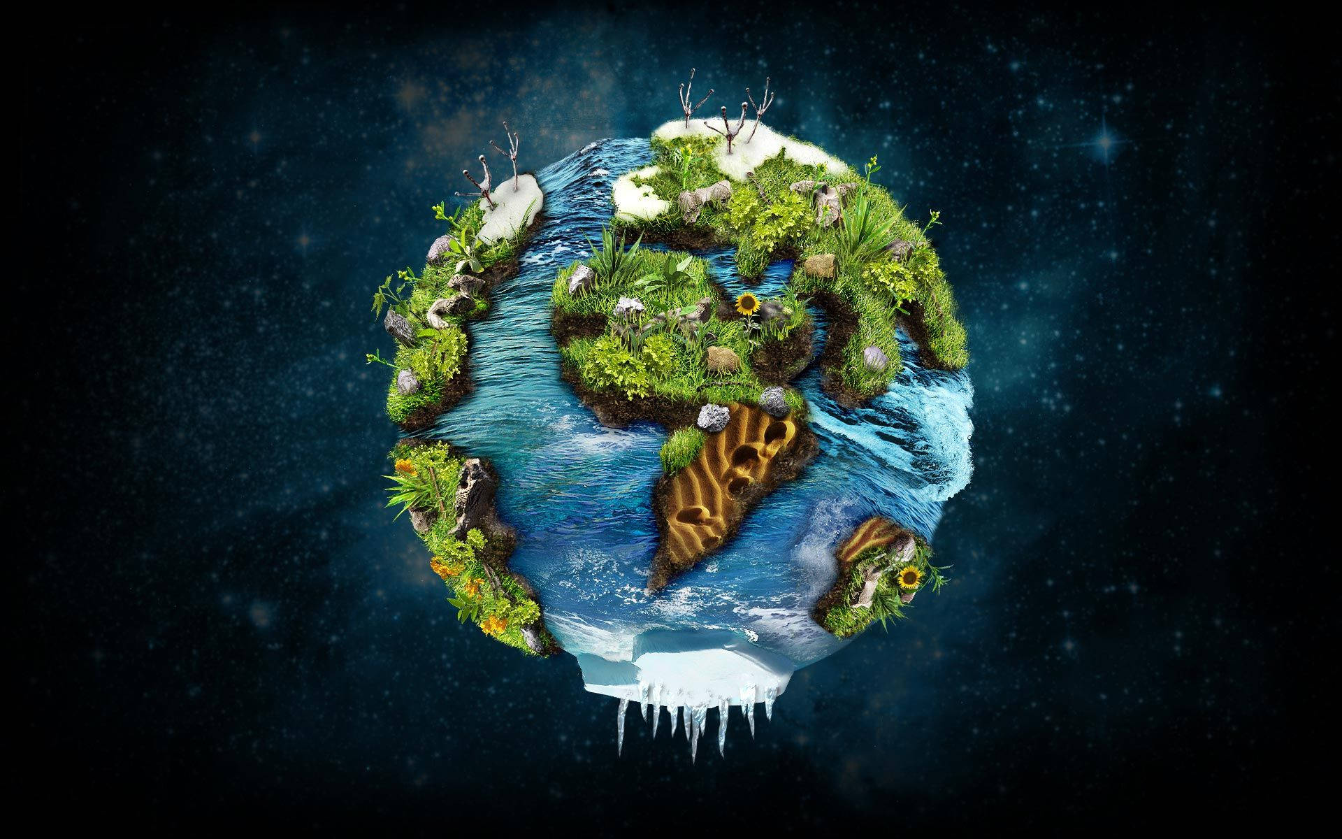 An Aerial View Of The Various Biomes Of The Earth Wallpaper