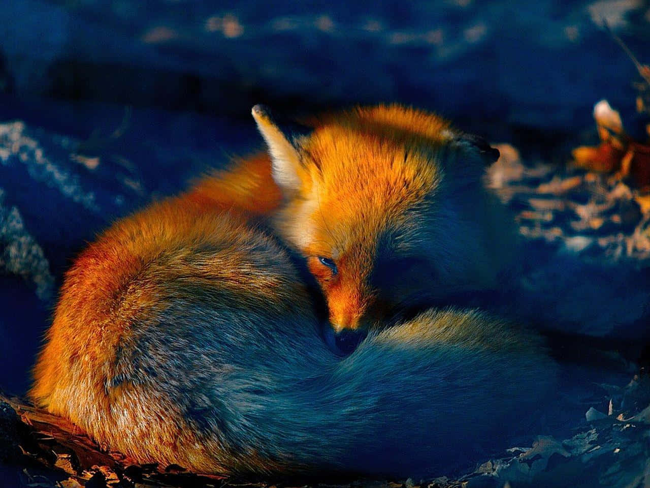 An Intriguingly Colorful Fox Wallpaper