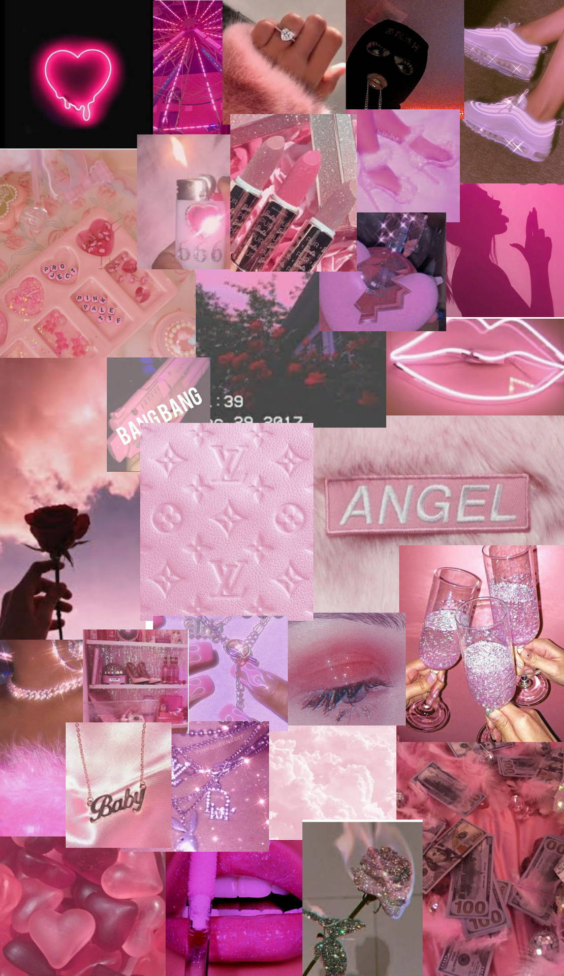 Angel Baby Pink Baddie Collage Wallpaper