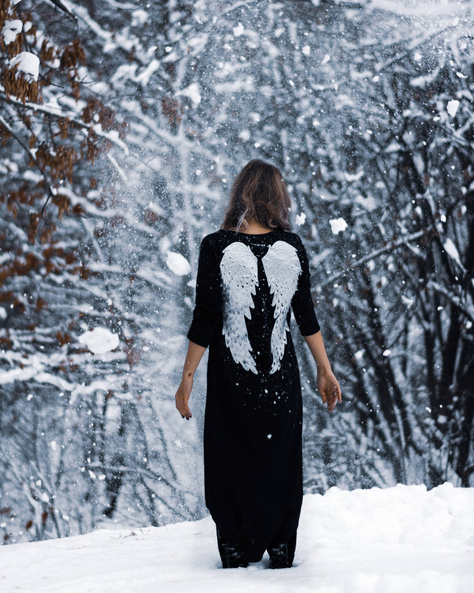 Angel Girl In Snow Wallpaper