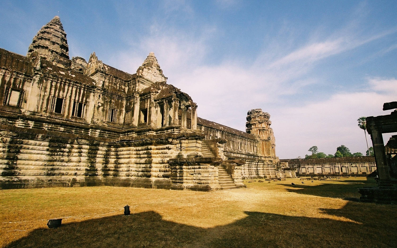Angkor Wat Ruins In Cambodia Beneath Blue Sky Wallpaper