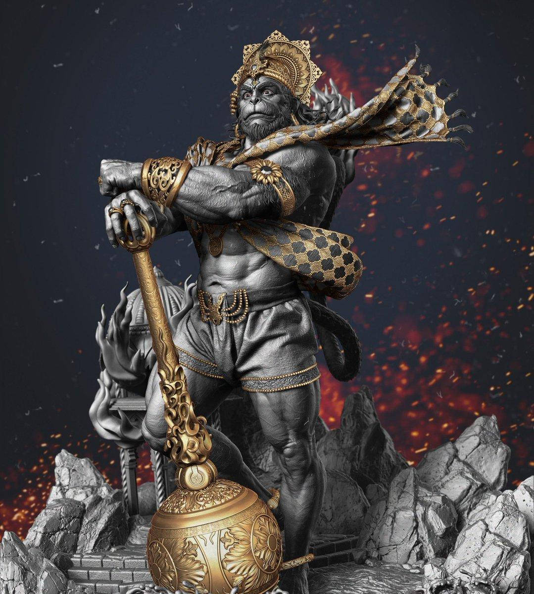 Angry Hanuman With Golden Mace Wallpaper