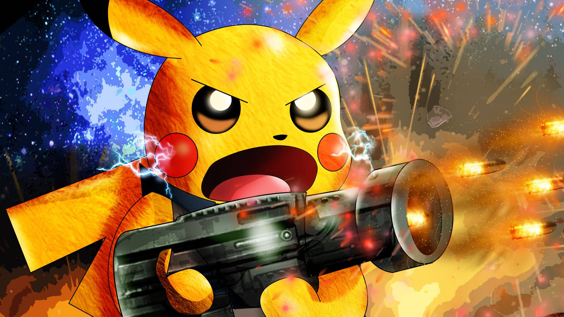 Angry Pikachu With Gun Cool Pokemon Wallpaper