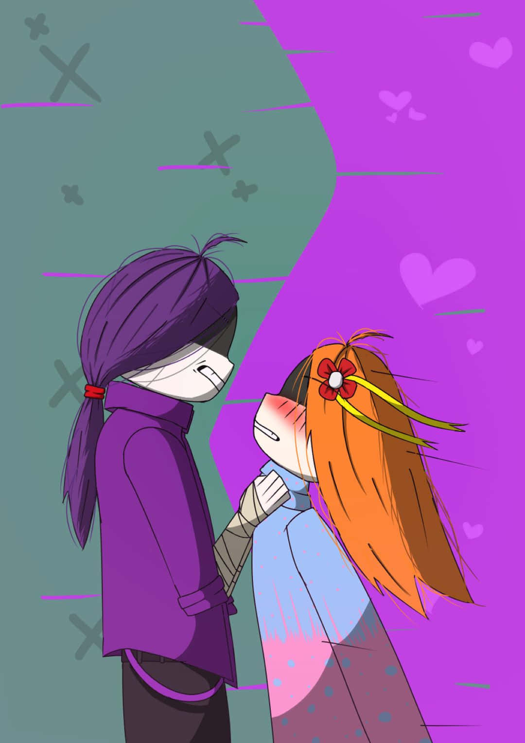 Animated Couple Tender Moment Wallpaper