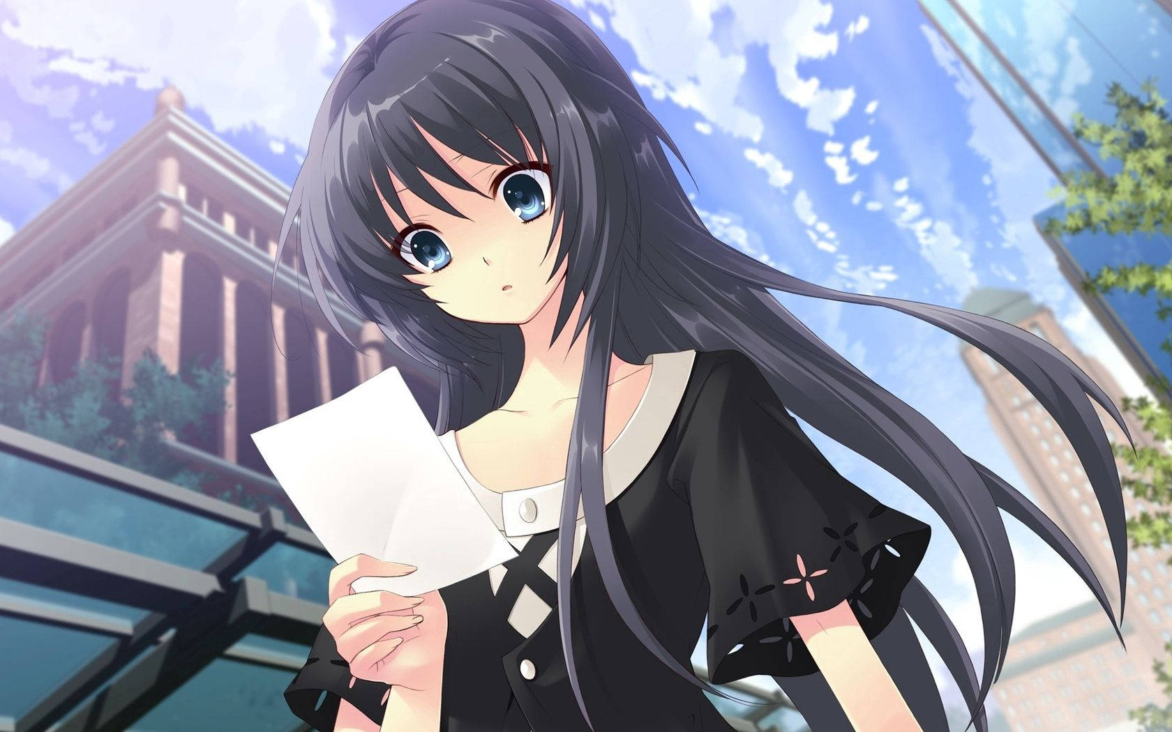 Animated Girl Reading A Note Wallpaper