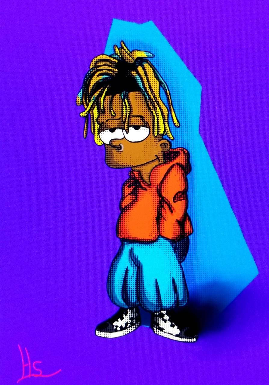 Animated Juice Wrld As Simpson Wallpaper